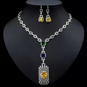 Cubic Zircon Multicolor Luxury Dress Necklace Set ✨